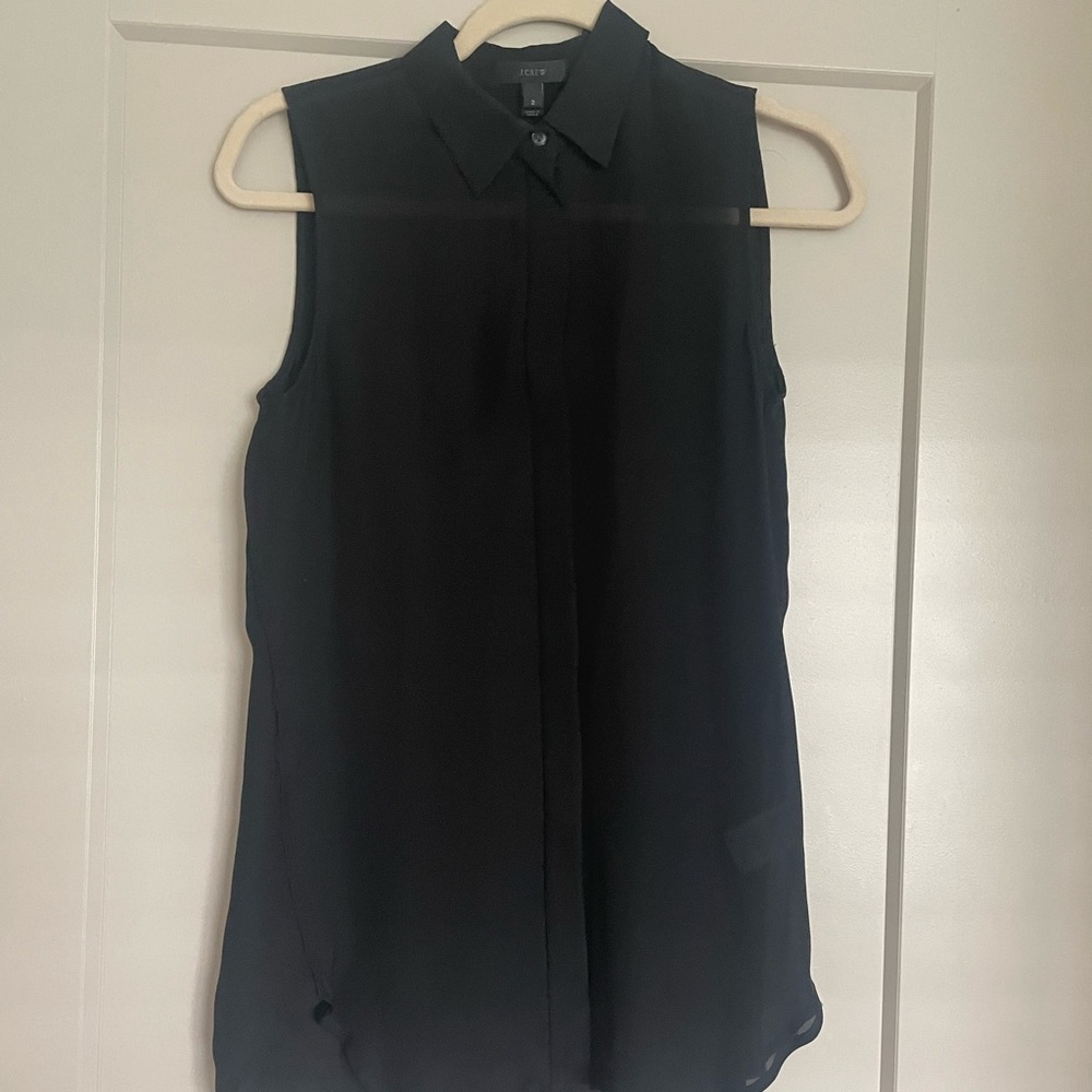 Jcrew black silk sleeveless blouse size 2